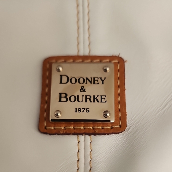 Dooney & Bourke Leather Tote White Green Tan Colorblock Shoulder Bag - Picture 3 of 15